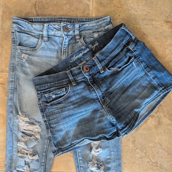 American Eagle Outfitters Women's Blue Jeans and Shorts Set - Picture 1 of 11